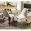 Image de MACABANE Tom - Lot de 2 chaises Tissu Blanc écru Pieds métal Noir