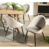 Image de MACABANE Tom - Lot de 2 chaises Velours Chamois Beige Pieds métal Noir