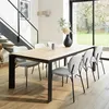 Image de MACABANE Tom - Lot de 2 chaises Tissu écru Pieds Acier Noir
