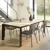 Image de MACABANE Tom - Lot de 2 chaises Tissu Marron Pieds Acier Noir