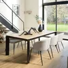 Image de MACABANE Tom - Lot de 2 chaises Tissu écru Dossier Arrondi Pieds Acier Noir