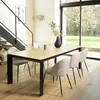 Image de MACABANE Tom - Lot de 2 chaises Velours Beige Dossier Arrondi Pieds Acier Noir