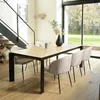 Image de MACABANE Tom - Lot de 2 chaises Velours Beige Dossier Enveloppant Pieds Acier