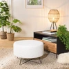Image de Macabane - Pouf rond tissu bouclette pieds croisés Albane blanc - 55x55x35 cm OS