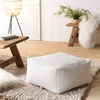 Image de Macabane - Pouf carré tissu bouclette Albane blanc - 53x53 cm OS