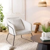 Image de Macabane - Fauteuil bouclette pieds évasés Albane blanc - 76x78x79 cm OS