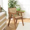 Image de MACABANE Agathe- Fauteuil en Bois d'Hévéa foncé Dossier et Assise rotin Naturel