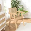 Image de MACABANE Agathe - Fauteuil en Bois d'Hévéa Clair Dossier et Assise rotin Naturel