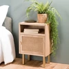 Image de Macabane - Chevet 1 niche 1 porte toile de jute aline bois/dorée - 40x30x59.5 cm OS