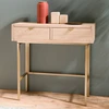 Image de Macabane - Console 2 tiroirs aline bois/dorée - 80x34x79 cm OS