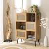 Image de Macabane - Buffet 3 niches 3 portes rotin marron - 78x35x108 cm OS