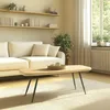 Image de MACABANE Helena - Table Basse GM Plateau en pin Pieds scandinaves métal Vert