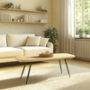 Image de Macabane - Table basse GM plateau en pin pieds scandinaves métal vert OS