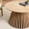 Image de Macabane - Table basse ronde D80 décor et chêne naturel pied à motif strié OS