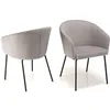 Image de MACABANE ULYSSE - Lot de 2 chaises Tissu Gris Clair Pieds Acier Noir
