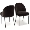 Image de MACABANE ULYSSE - Lot de 2 chaises Tissu Noir Pieds Acier Noir