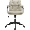 Image de Macabane - Chaise de bureau à roulettes cuir matelassé beige dossier carré OS