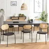 Image de MACABANE Lea - Lot de 2 chaises Assise Tissu Noir Dossier Effet cannage et métal