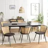 Image de MACABANE Lea - Lot de 2 chaises Assise Tissu Noir Large Dossier Effet cannage