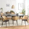 Image de MACABANE Lea - Lot de 2 fauteuils Tissu Noir Dossier Arrondi Effet cannage
