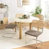 Image de MACABANE Lea - Lot de 2 chaises Assise Tissu Taupe Dossier Effet cannage