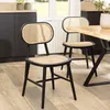 Image de MACABANE Pierre - Lot de 2 chaises Bois Noir, Assise et Dossier en rotin Naturel