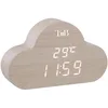 Image de T'nB - Réveil Matin Numérique Cloudy, Alimentation Filaire sur Secteur, 3 Alarmes Programmables, Activation Vocale, Température Affichée, Luminosité Réglable, Mode Week-End - Couleur Bois