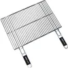 Image de Grille Acier Pour Barbecue Charbon - Cookin Garden - Grille rectangulaire double - 60 x 40 cm