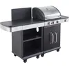 Image de Cook’in Garden - Cuisine Extérieure Modulable FIDGI 3, Barbecue au Gaz, 3 Brûleurs avec Thermomètre, Meuble d’Appoint Desserte, Structure Métal, Noir