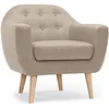 Image de Menzzo Fauteuil Scandinave Savoy   Tissu Beige   Fauteuil Compact avec Dossier Capitonné et Pieds en Bois   Assise Confortable pour Salon, Chambre ou Bureau   L75 x P73 x H75 cm