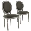 Image de Menzzo Lot de 2 Chaises Médaillon Louis XVI en Tissu Gris   Chaises de Salle à Manger, Salon ou Cuisine   L49 x P46 x H96 cm