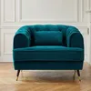 Image de Mobilier design - Fauteuil capitonné style boudoir en velours glams bleu canard - 93x86x71 cm OS
