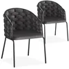 Image de Menzzo Lot de 2 chaises Design au Dossier Arrondi Style Maillage Tricotane Velours Gris et Métal Noir