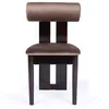 Image de Mobilier design - Chaise de salle à manger tuboli bois foncé et velours marron - 45x55x79 cm OS
