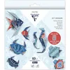 Image de Clairefontaine 95367C - Un kit origami de 60 feuilles 70g/m² (10x10cm - 15x15cm - 20x20cm), Décor Faune marine avec motifs déjà placés pour faciliter le pliage