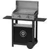 Image de LE MARQUIER La Plancha INOX Duo Edition : Plancha 260 Gaz + Chariot Noir + Couvercle INOX+ Porte Épices Et Rideau