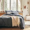 Image de Housse de Couette Unie en Flanelle de Coton Chambray, Frisson, 200 x 200 cm, Essix