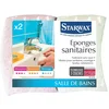Image de STARWAX - Eponges sanitaires - Lot de 3 x2 - Nettoyer sans rayer - Elimine Le calcaire, dépôts de Savon Mousse hydrophile - 100% Fibres végétales - Absorption maximale - Conception Française