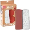 Image de BÉABA, Lot de 2 Langes Bébé, Mousseline de Coton Biologique, Multi-usages : Couverture emmaillotage, Bavoir, Couverture nomade, Doudou, Ultra doux, Respirant,120cm, Ecologique et Sain, Brique/Terrazzo
