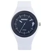 Image de Ruckfield Montre Minimaliste Silicone Blanc Cadran Noir Blanc