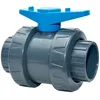 Image de Vanne double union poignée bleue PVC pression Ø 63 mm - Fitt