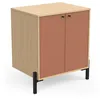 Image de Meuble Sous Lavabo Salle De Bain Avec Rangements, 2POrtes Waterproof En Bois - Gamme ELISA Made In France - Coloris Terracotta & Chêne Vincenza - 70 x 80 x 50 cm