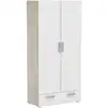 Image de Armoire 2 portes 1 tiroir NANO coloris chêne shannon/blanc