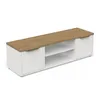 Image de Meuble TV ACCESS - 2 Portes + 1 Niche - Décor chêne Hamilton et blanc - L 1348 x P 396 x H 391 cm - DEMEYERE