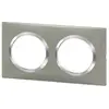 Image de Plaque de finition 2 postes Legrand Dooxie 6 008 72 coloris inox brossé avec bague effet chrome l.158 x P.10 x H.87 mm