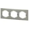 Image de Plaque de finition 3 postes Legrand Dooxie 6 008 73 coloris inox brossé avec bague effet chrome l.229 x P.10 x H.87 mm