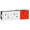 Image de Legrand 077190L Triple Prises de Courant Surface Mosaic Link Prémontées, 2 Prises Blanches, 1 Prise Rouge