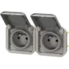 Image de prise de courant - 2 x 2p+t - horizontale - gris - composable - legrand plexo 069562l