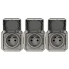 Image de prise de courant - 3 x 2p+t - horizontale - gris - composable - legrand plexo 069564l