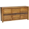 Image de Bois & Chiffons - Buffet 2 portes 3 tiroirs acacia tatoo ebene - 170x45x85 cm OS